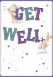 With a buoyant sense of optimism, this get well card features two endearing friends-a gentle teddy bear and a lively puppy-each springing to life across a field of inviting, bright letters that spell out 'Get Well.' Their cheerful expressions and rounded forms exude affection, turning the simple act of giving a card into a celebration of heartfelt support, reminiscent of a bouquet arriving at a Forest Gate doorstep. Indigo and teal hues in the bold typography add pops of energy against a creamy, soothing background, while tiny stars cascade around the design like hopeful wishes floating down Romford Road on a crisp morning breeze. The fur of the bear and ears of the puppy are so finely detailed you can almost feel their softness-a tactile comfort akin to touching petals in a freshly delivered arrangement. There's an atmosphere of sincerity, light, and resilience as radiant as the blossoms found in Forest Gate's bustling flower shops. This card delivers more than a message; it's a visual expression of encouragement and kindness, perfect for sending a little local love and gentle reassurance to anyone in need of recovery or cheer in Forest Gate.